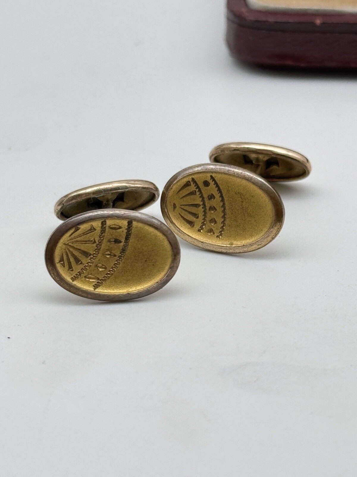 Antique Gold Filled Cufflinks In Antique Case ESTATE FIND