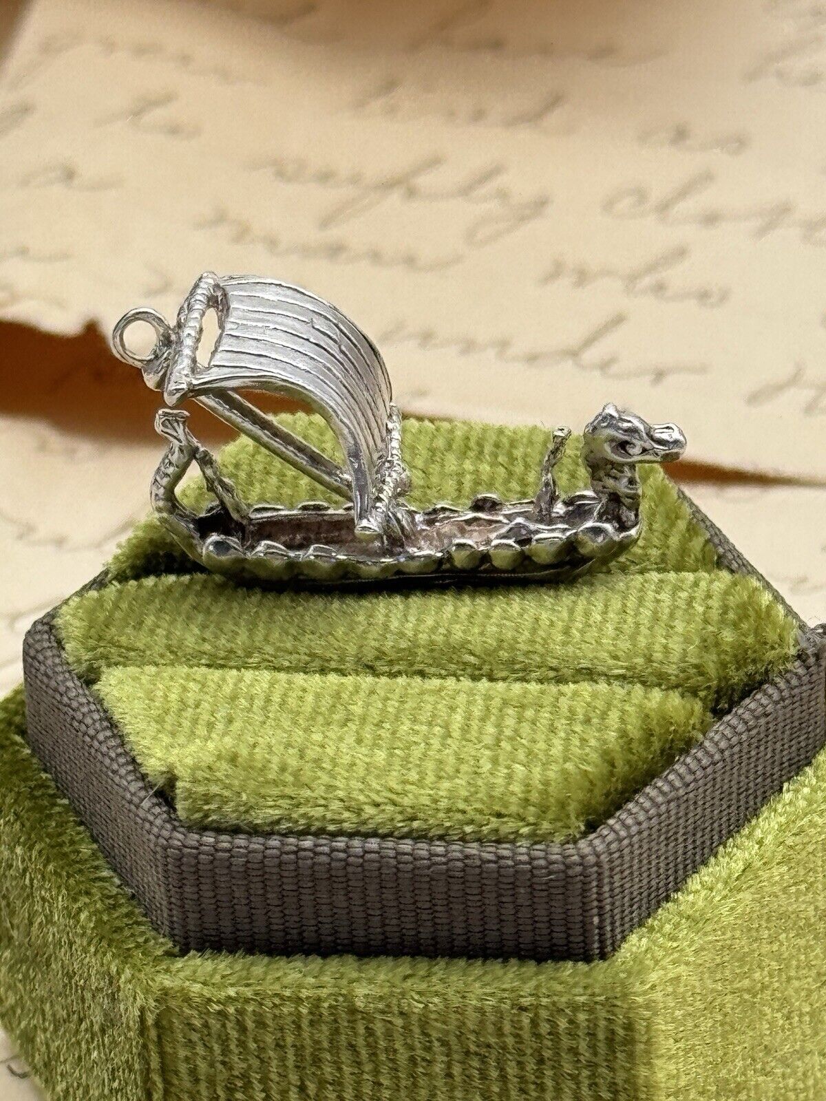 Viking Ship Charm Silver Unmarked Tested ESTATE JEWELRY Piece