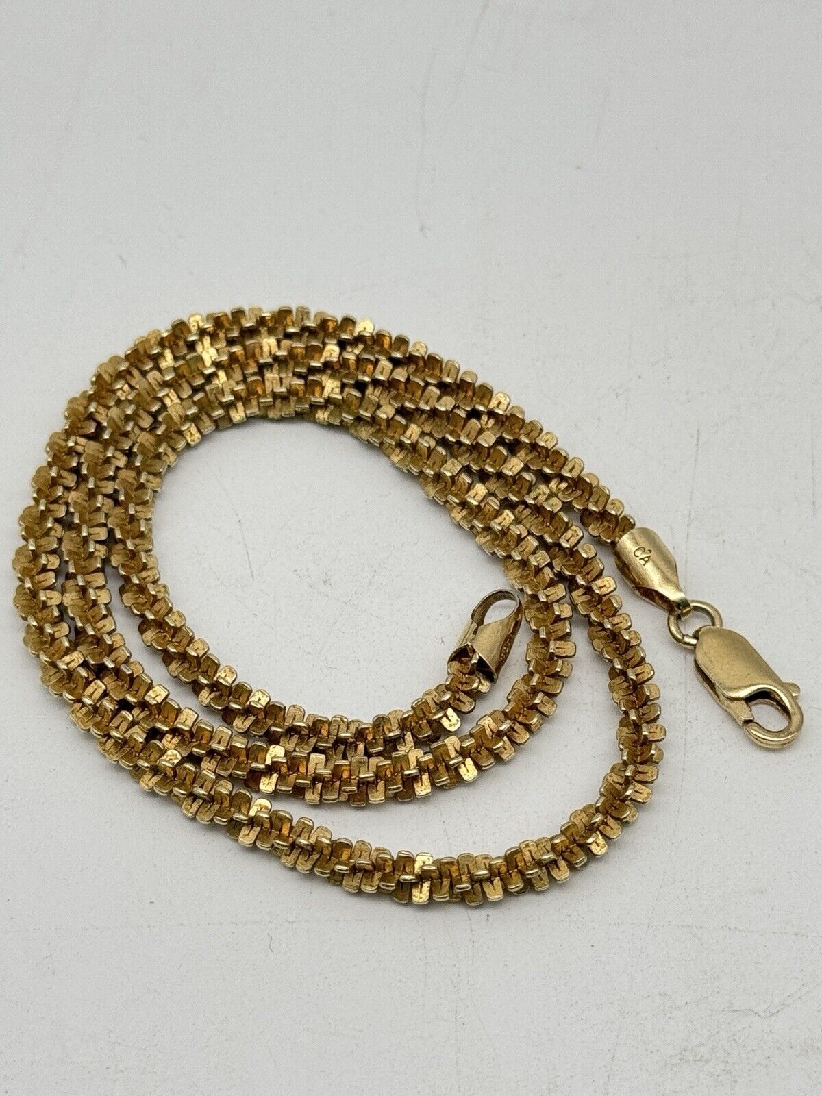 VINTAGE Gold Vermeil Necklace Sterling 925 Confetti Link Chain 18” ESTATE FIND