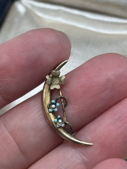 Antique Edwardian Crescent Moon GF Lingerie PIN