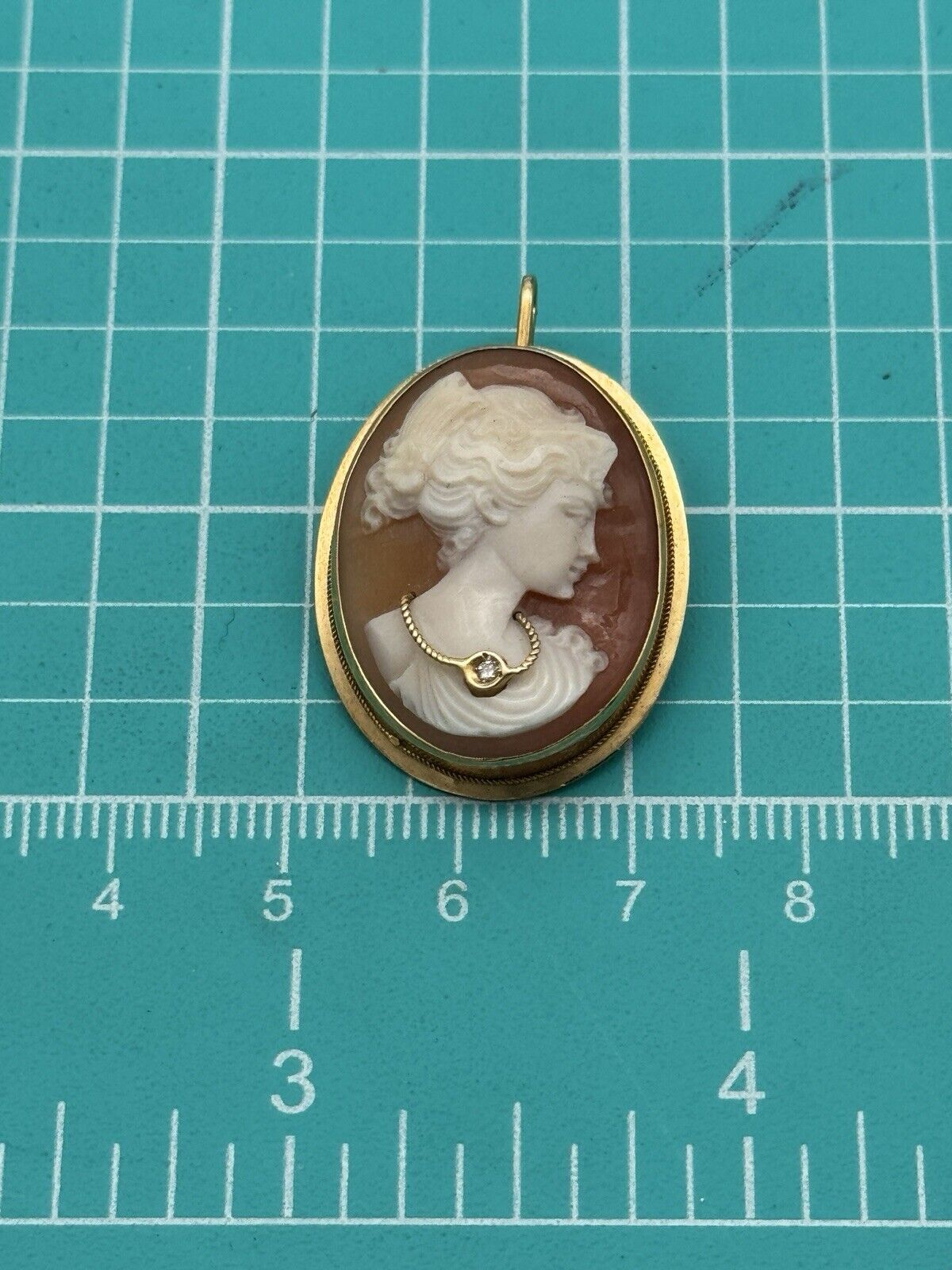 Vintage 18k 750 Hallmark Gold Habille Cameo Pendant Brooch