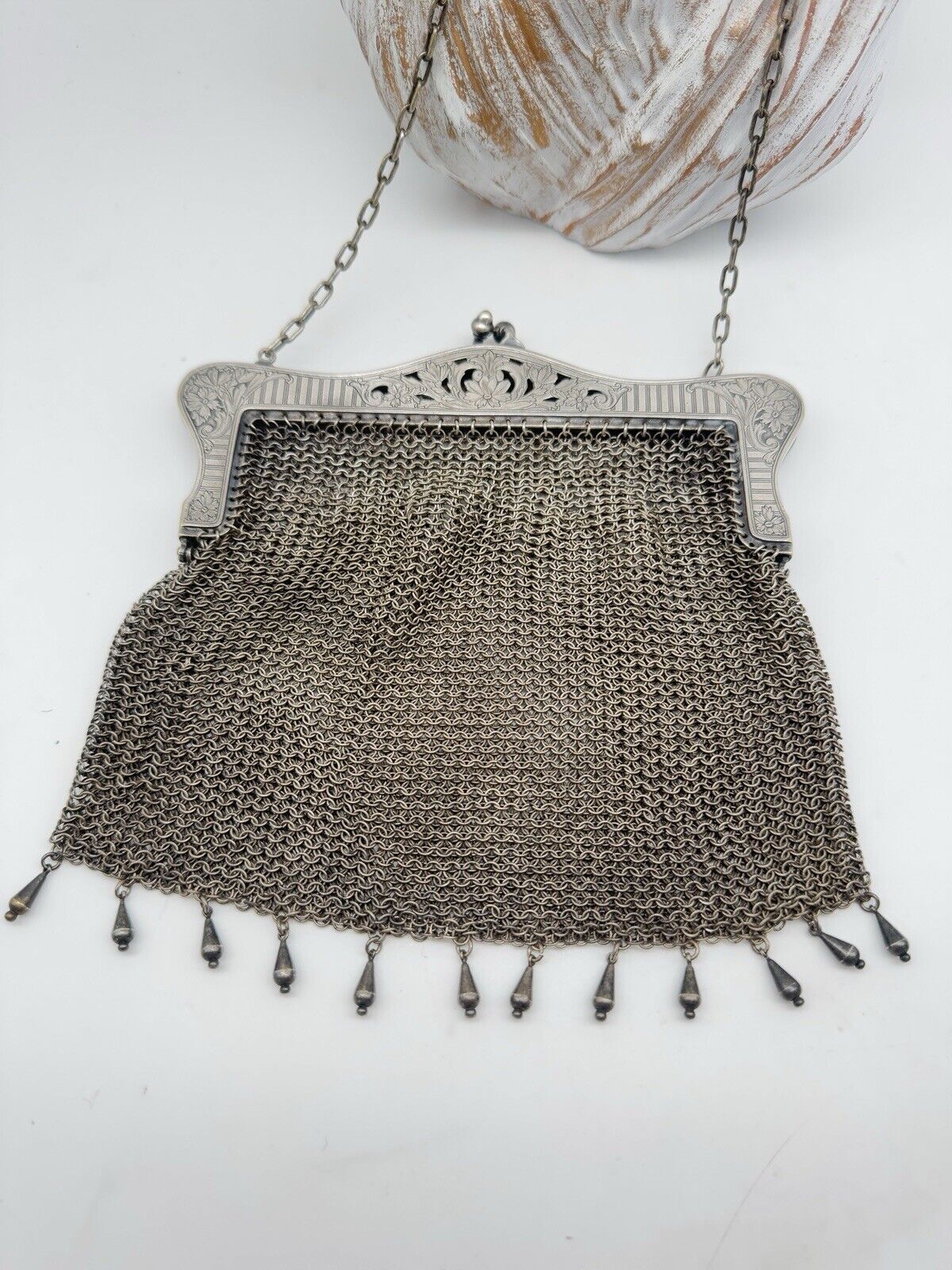 Antique Edwardian German Silver Chain Mail Purse ESTATE FIND