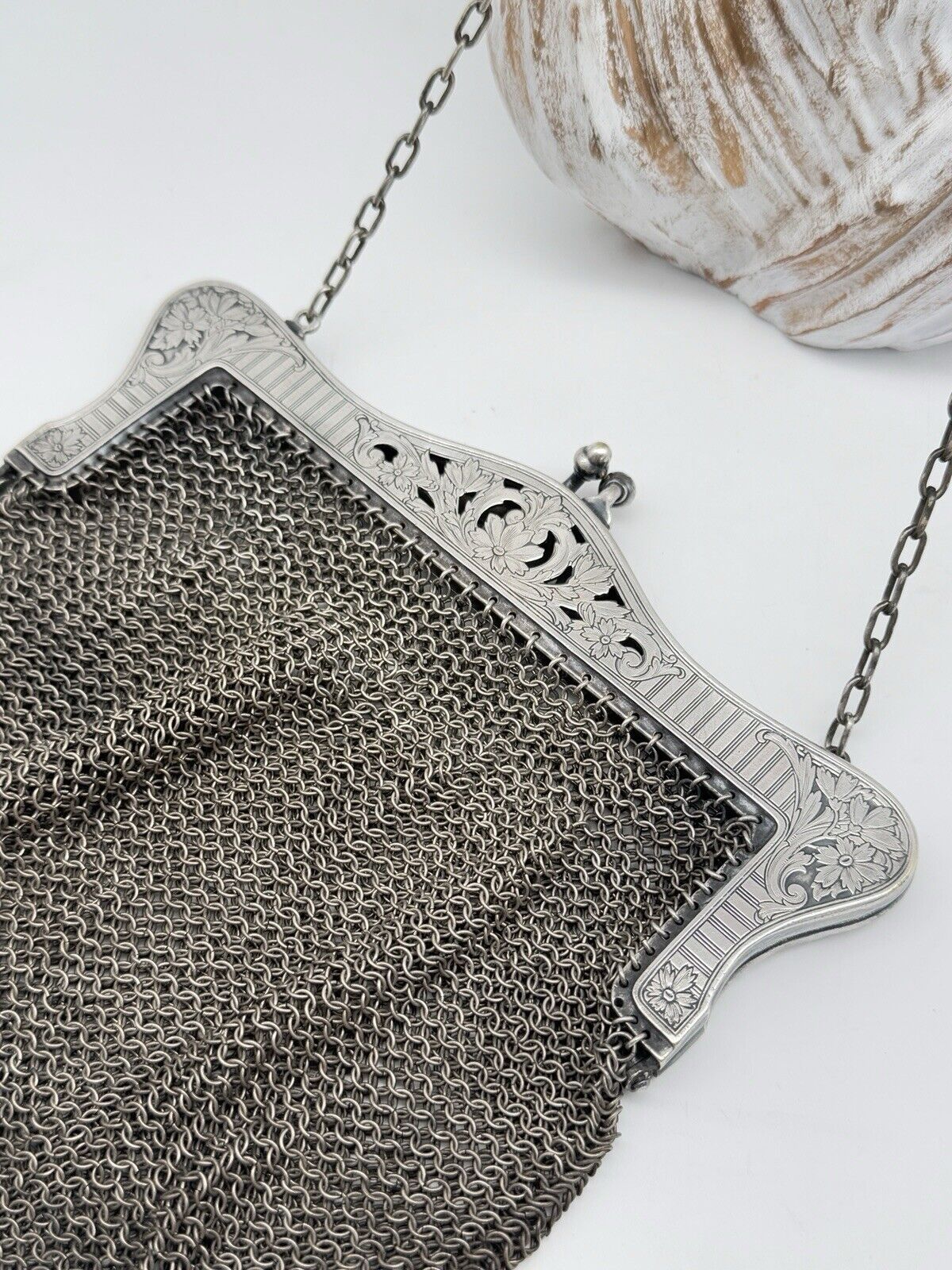 Antique Edwardian German Silver Chain Mail Purse ESTATE FIND