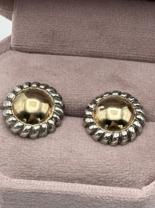 Vintage STERLING & 14k Gold Cable Earrings Studs NO BACKS‼️