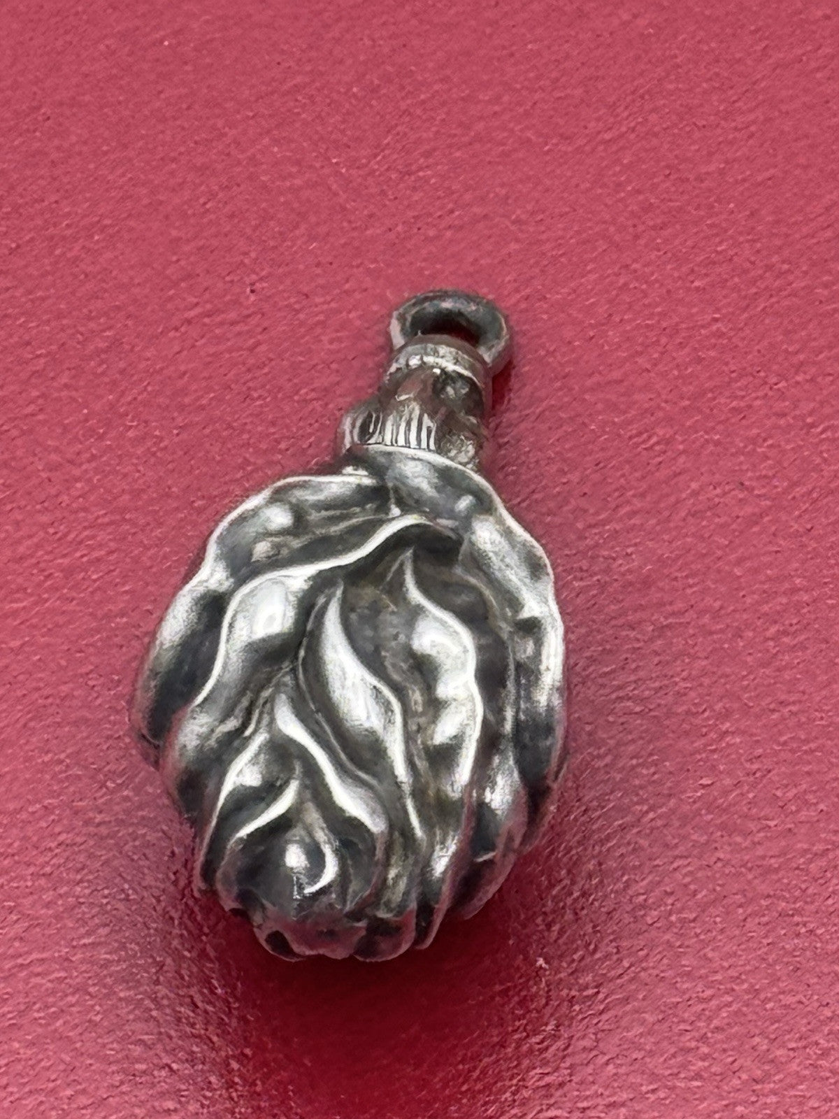 Vintage Sterling Religious Rose Pendant Reoussé