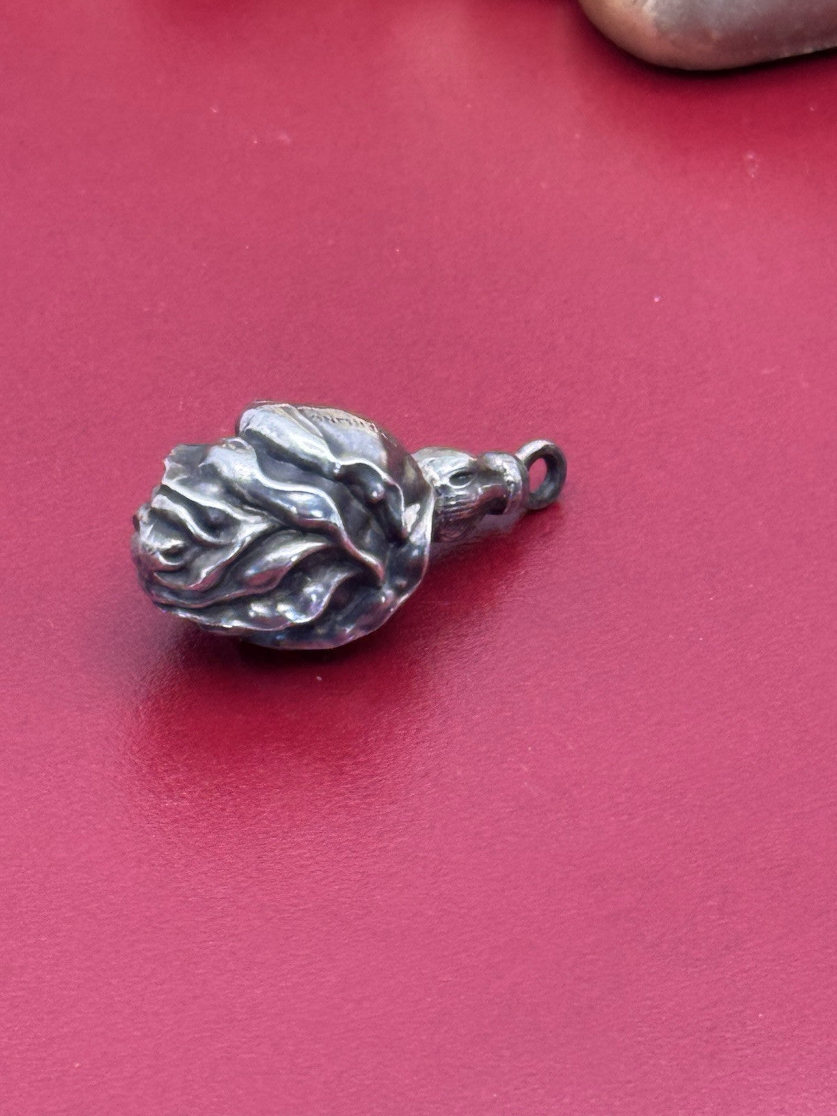 Vintage Sterling Religious Rose Pendant Reoussé