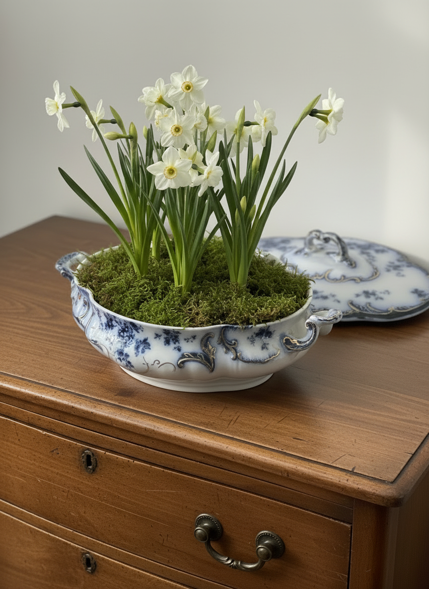 RIDGEWAY COVERED SERVING DISH CHISWICK BLUE FLOW PATTERN 295284