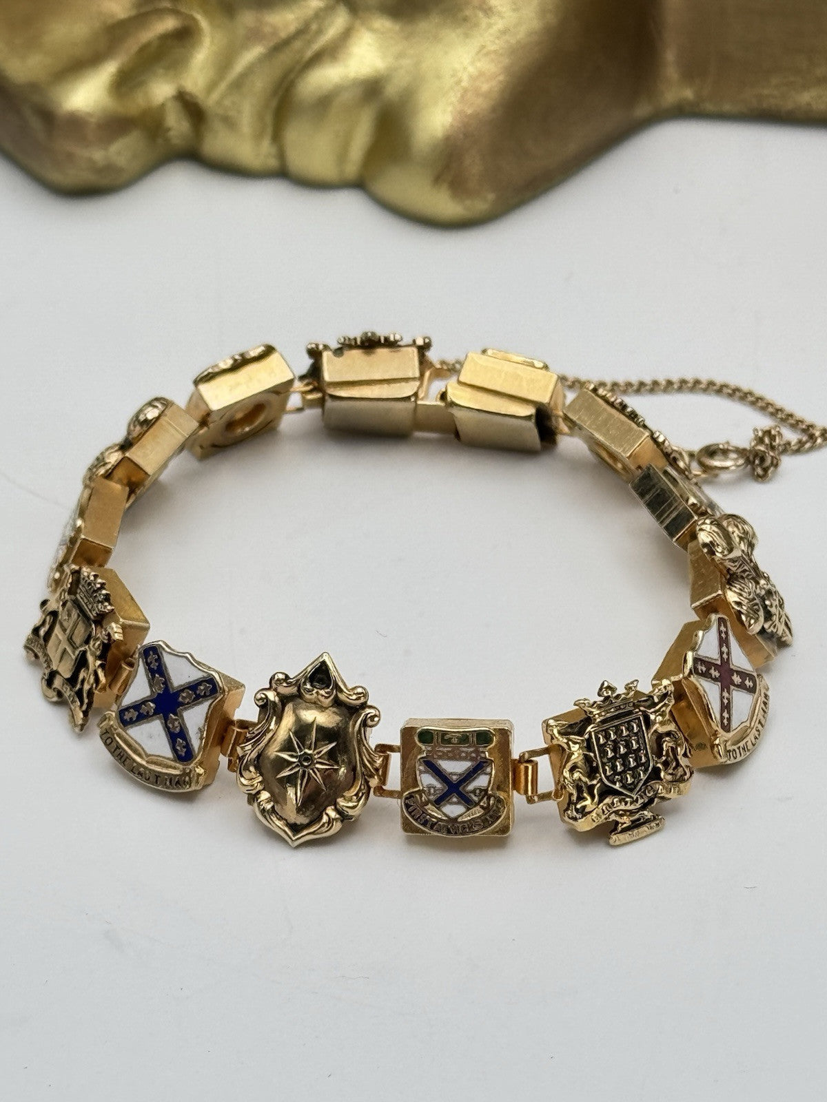 Vintage US Military Coat Of Arms Goldtone Bracelet 7” ESTATE FIND