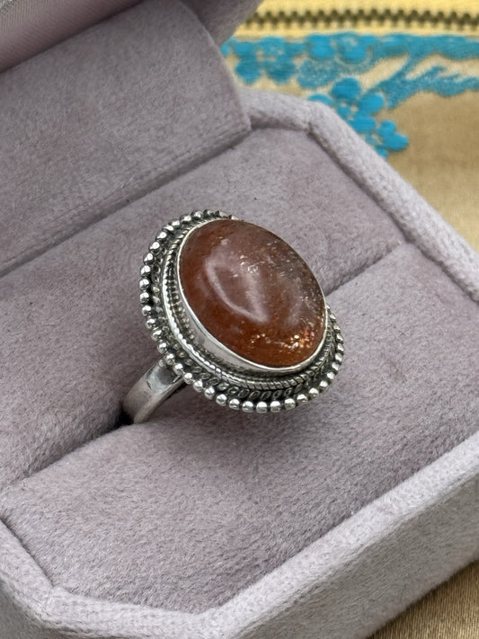 Vintage Sterling Silver SUNSTONE RING 8.5+ ESTATE FIND