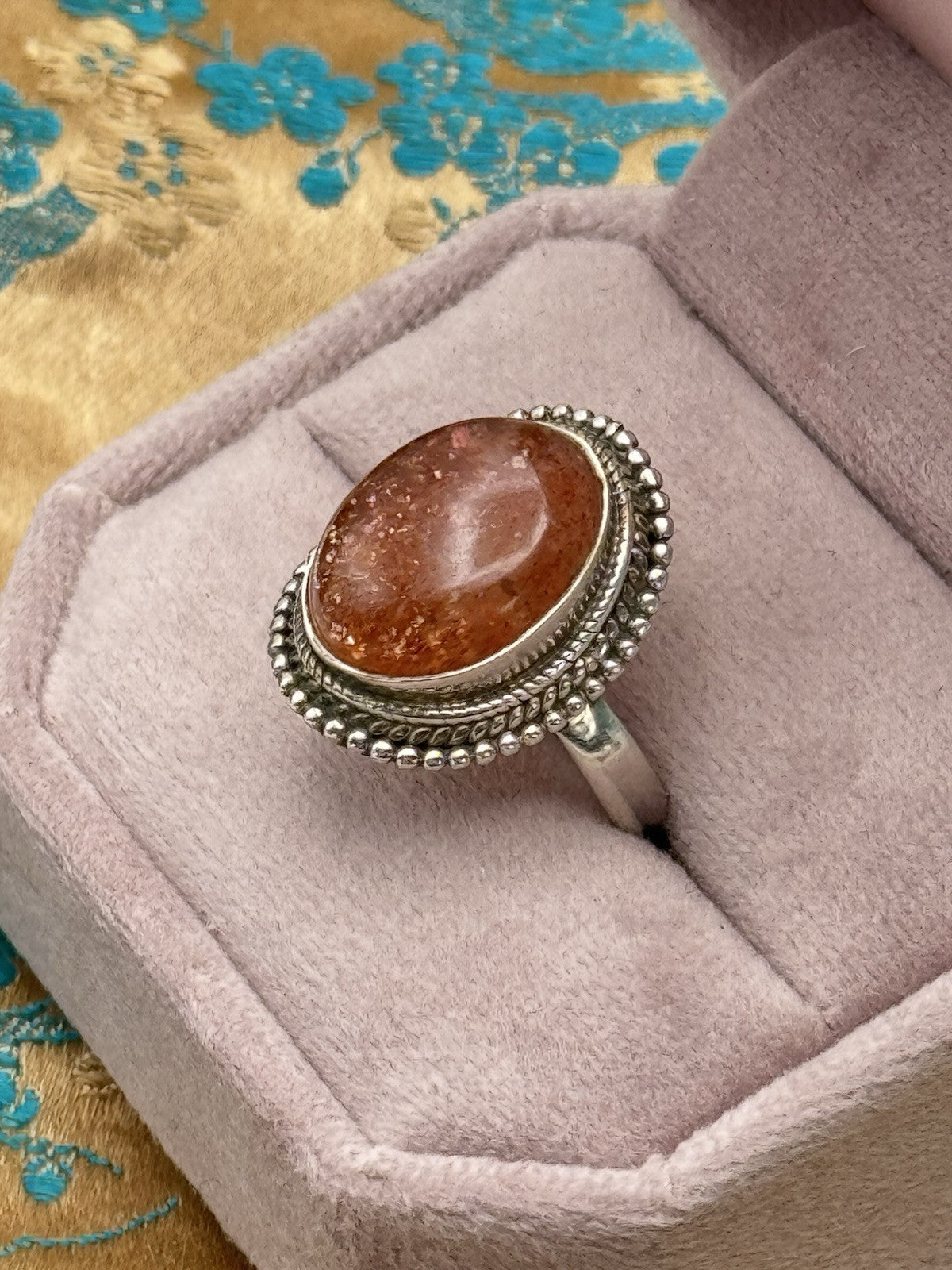 Vintage Sterling Silver SUNSTONE RING 8.5+ ESTATE FIND