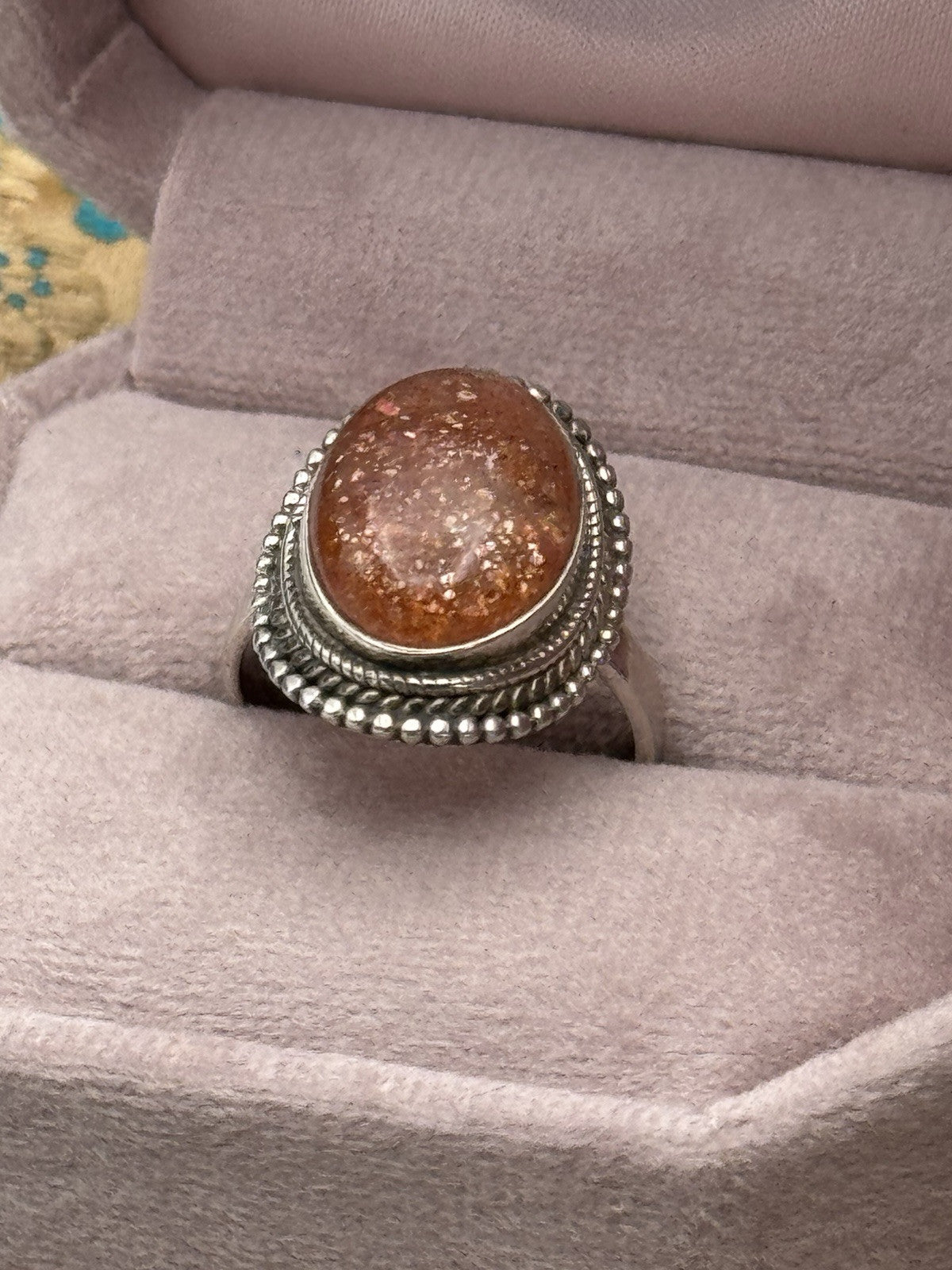 Vintage Sterling Silver SUNSTONE RING 8.5+ ESTATE FIND