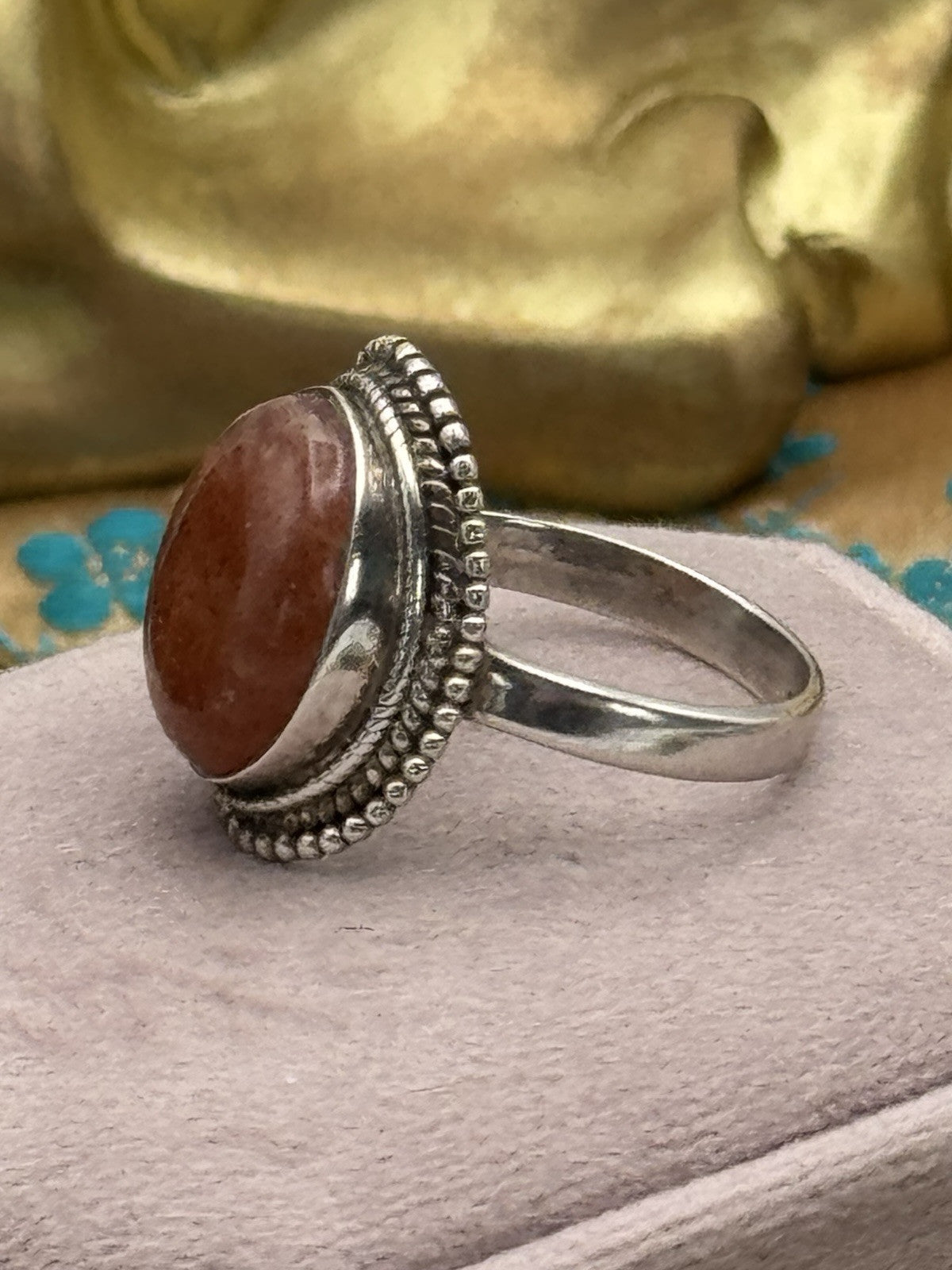 Vintage Sterling Silver SUNSTONE RING 8.5+ ESTATE FIND