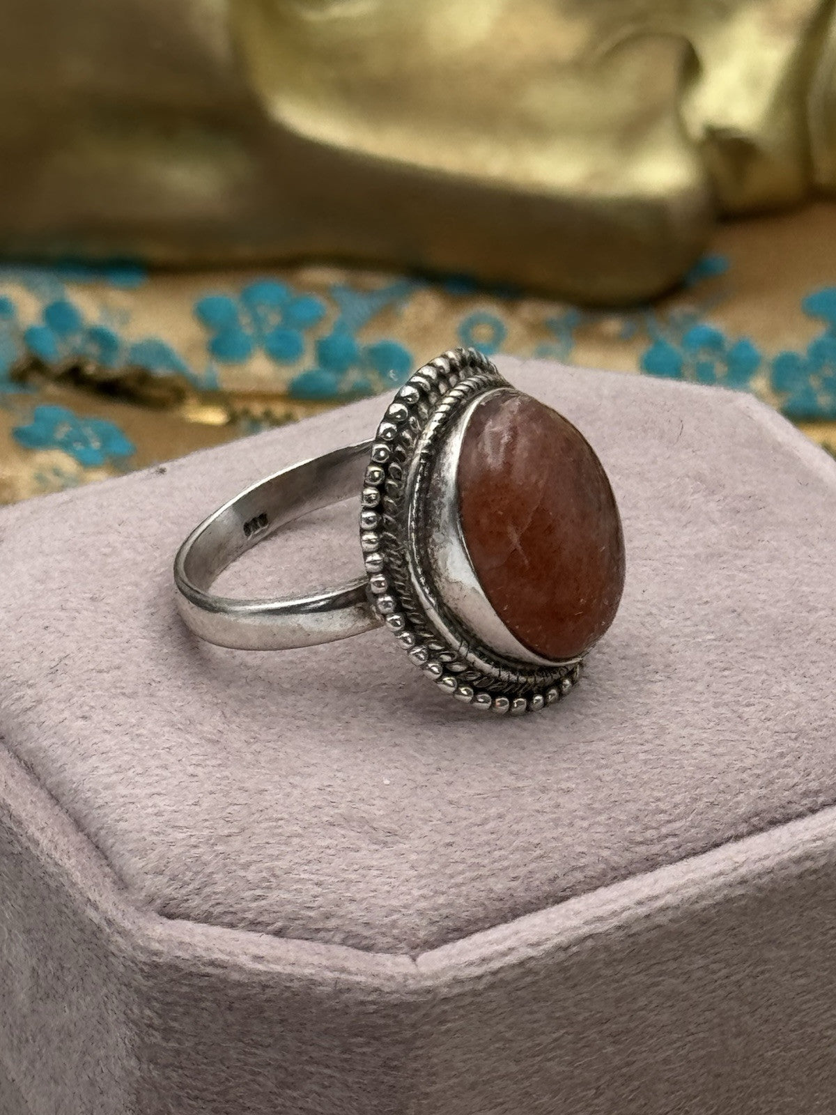 Vintage Sterling Silver SUNSTONE RING 8.5+ ESTATE FIND