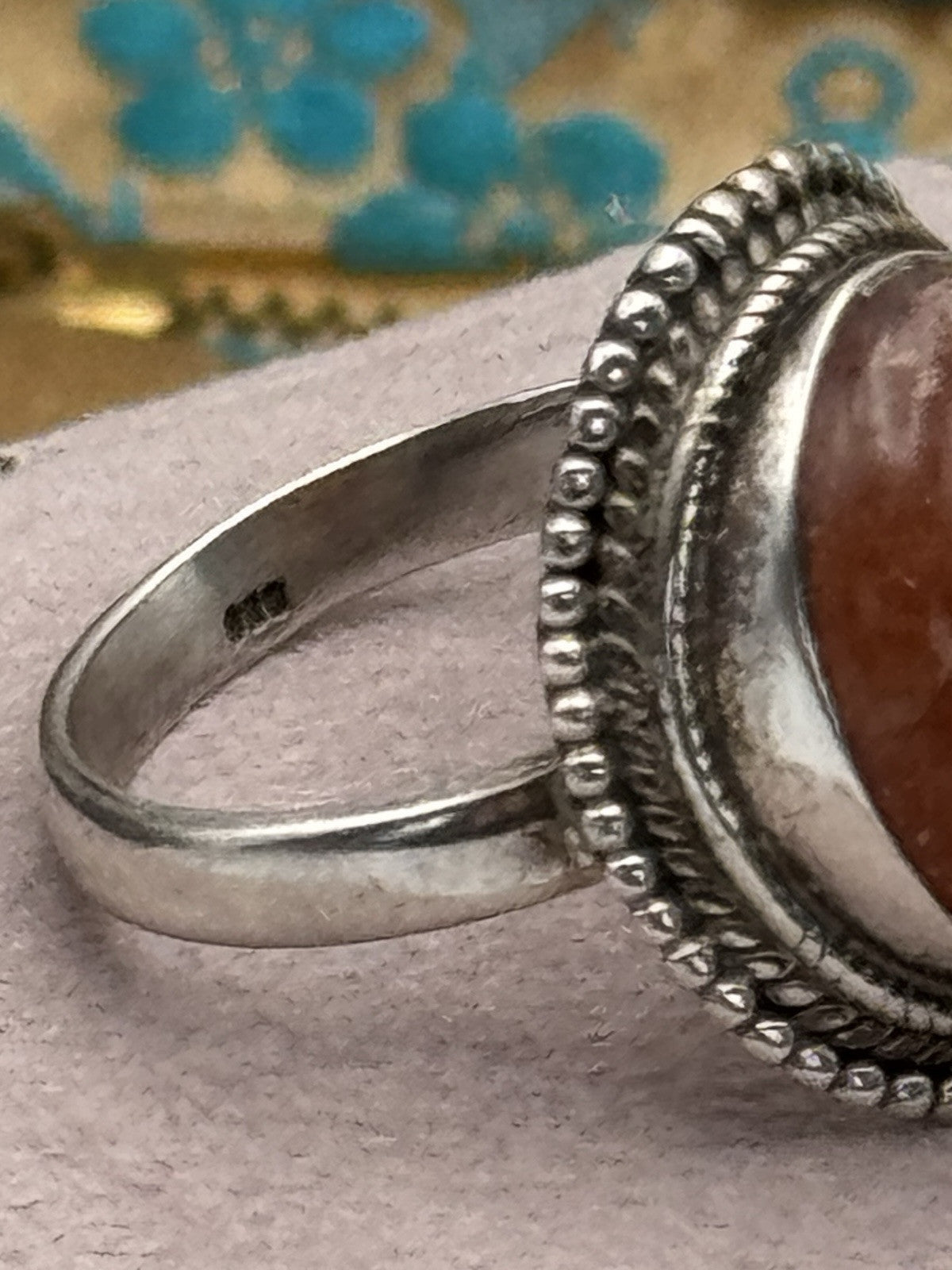 Vintage Sterling Silver SUNSTONE RING 8.5+ ESTATE FIND