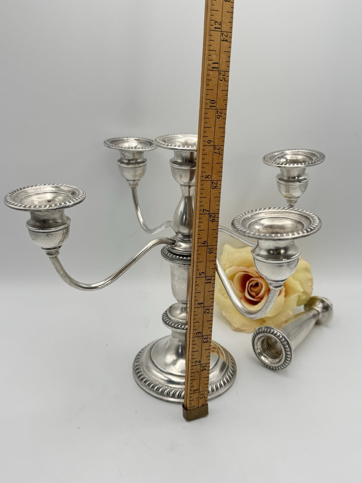 Weighted STERLING 5 Flame Candelabra EMPIRE 6 Combinations ESTATE FIND 13 X 11”