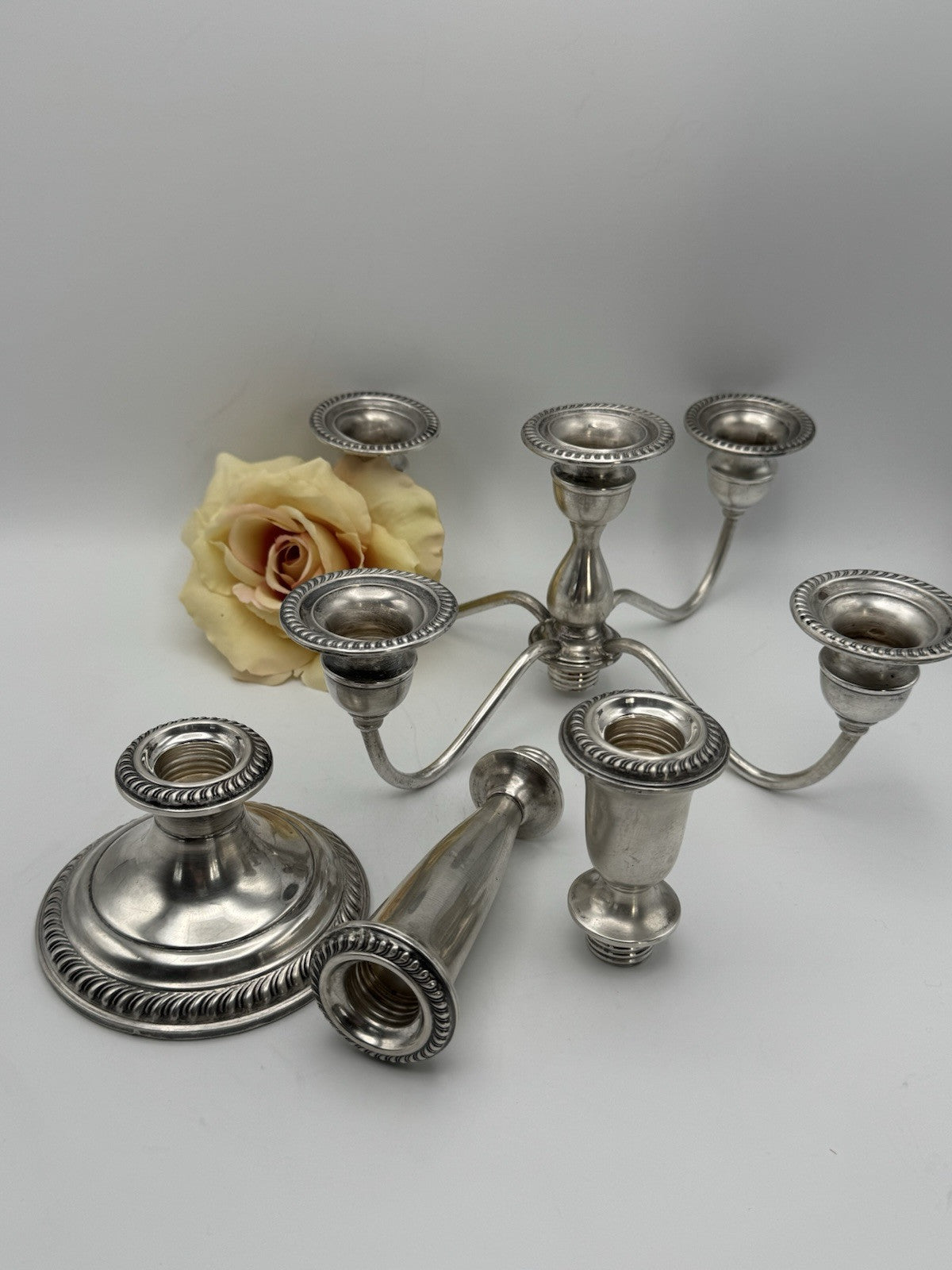 Weighted STERLING 5 Flame Candelabra EMPIRE 6 Combinations ESTATE FIND 13 X 11”