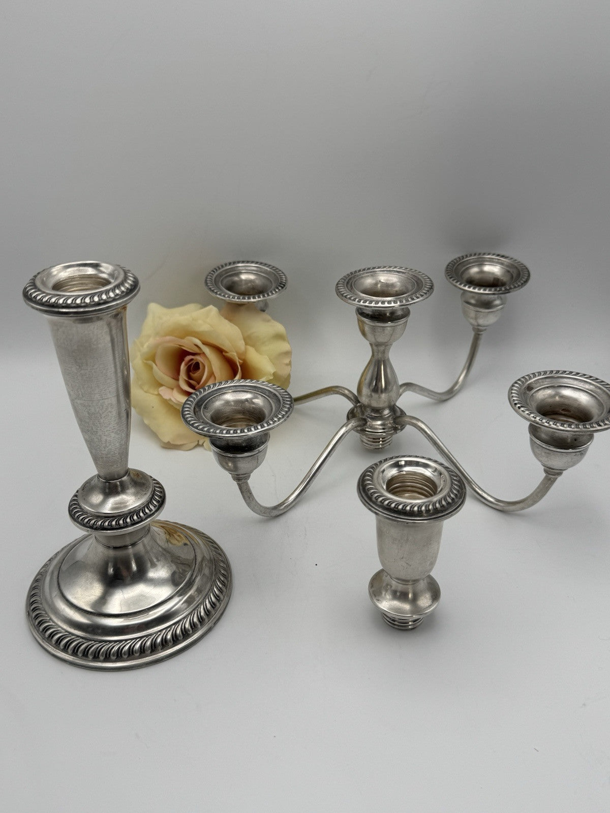 Weighted STERLING 5 Flame Candelabra EMPIRE 6 Combinations ESTATE FIND 13 X 11”