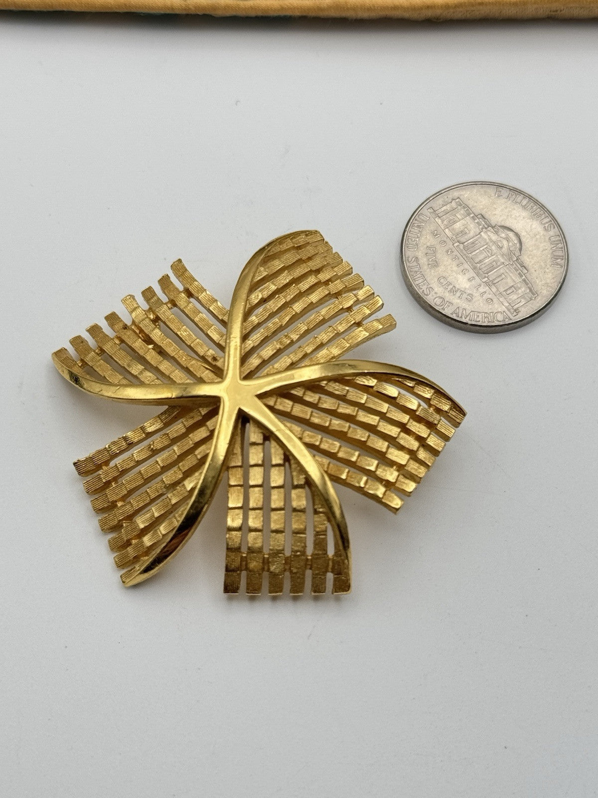 Vintage TRIFARI Goldtone Brooch Fan Design ESTATE FIND