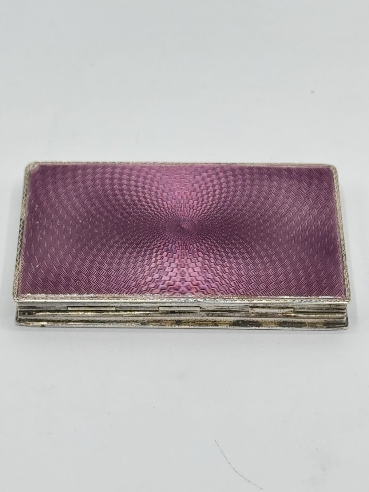 Antique 1920s Art Deco Case Guilloche LAVENDER Gold Wash STERLING Hallmark