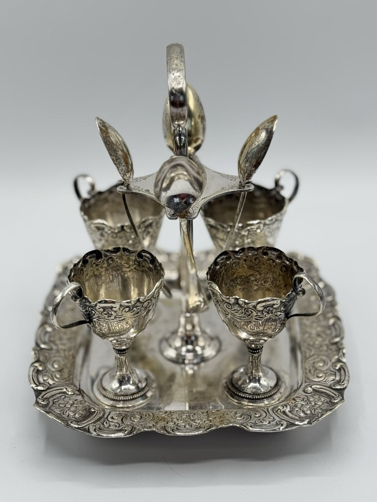 Antique SHEFFIELD Silverplated Egg Cruet Set SOLD AS IS‼️