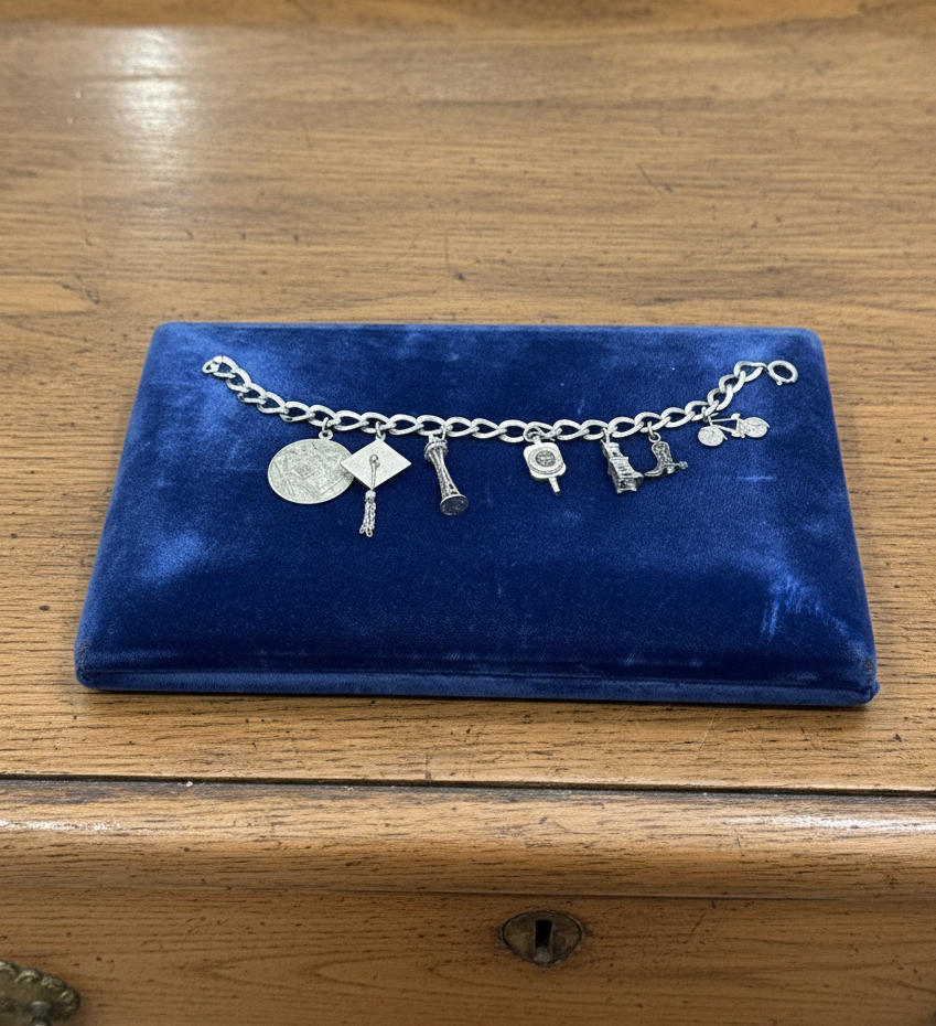 VINTAGE Sterling Silver Graduation Charm Bracelet MADISON COLLEGE