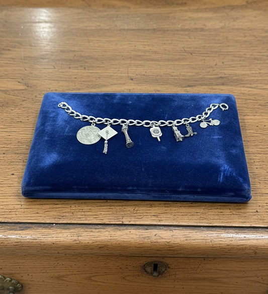 VINTAGE Sterling Silver Graduation Charm Bracelet MADISON COLLEGE
