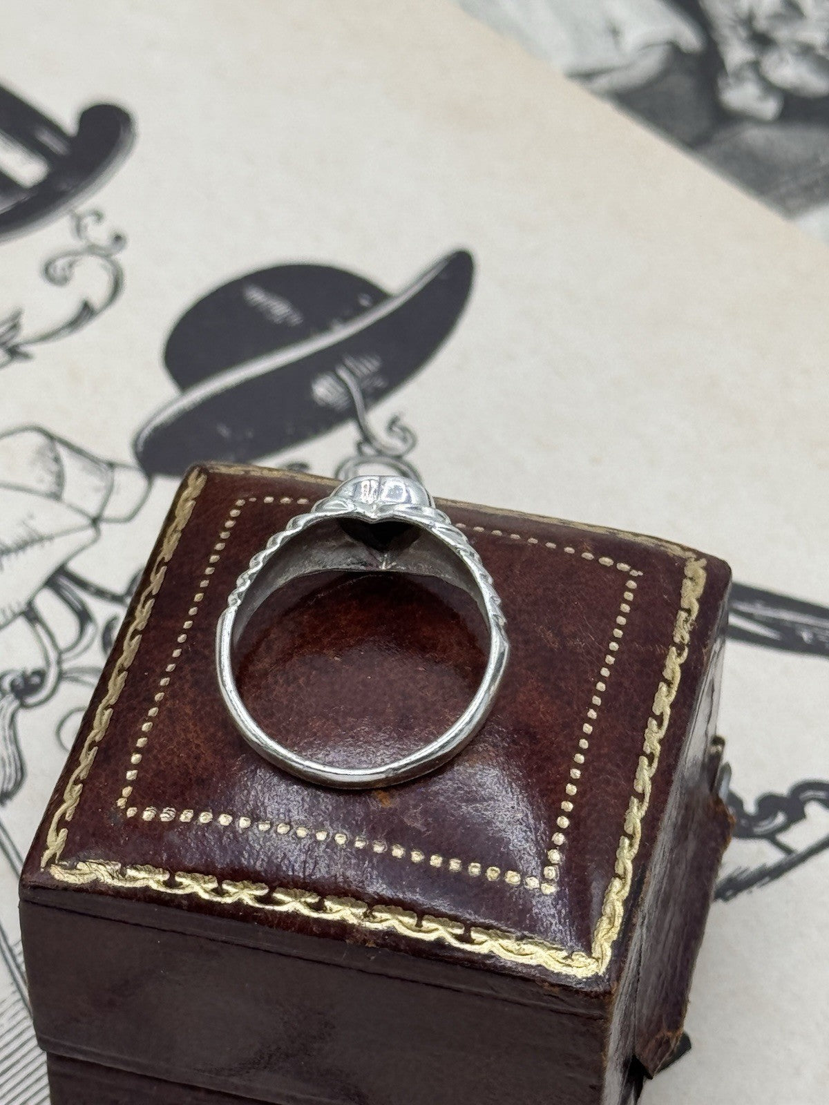 Sterling Silver BLACK ONYX Heart Ring Size 7.75