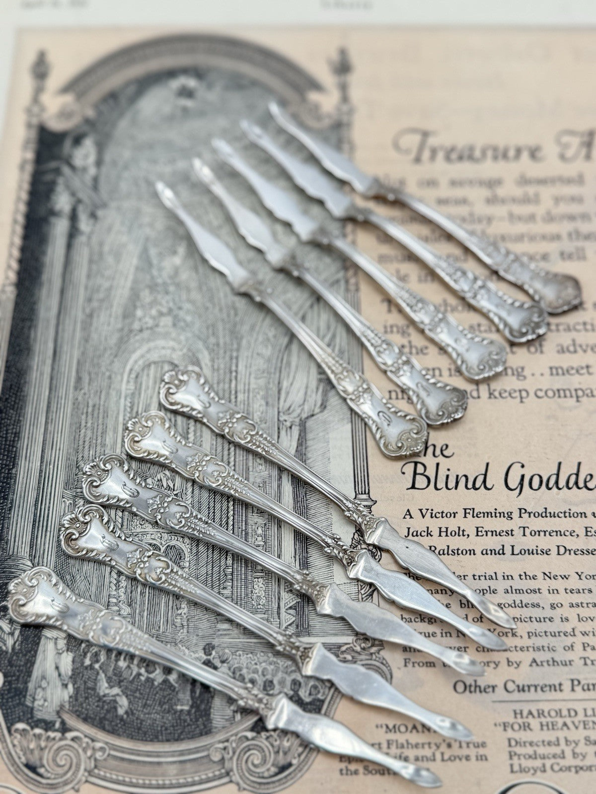 10 Antique Silverplate GORHAM Richmond 1897 Nut Picks Monogrammed RARE