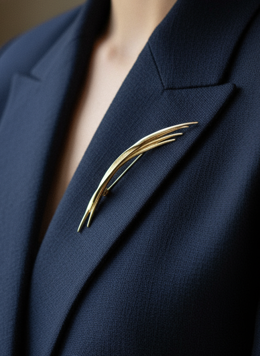 Vintage 1959 GROSSE Made In Germany Goldtone Brooch Pin 4.75”l SIGNED “Jewelry maker for 50 years for (Christian Dior)”