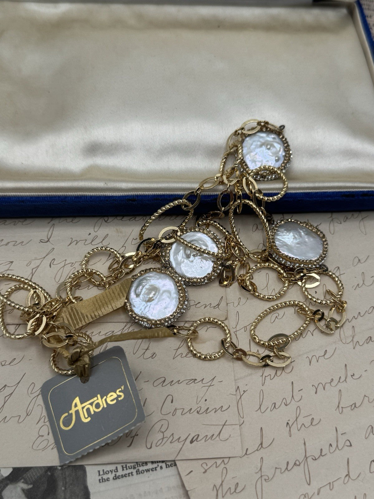 ESTATE FIND Freshwater Baroque Pearl Goldtone Necklace Never Ending Circa 36”