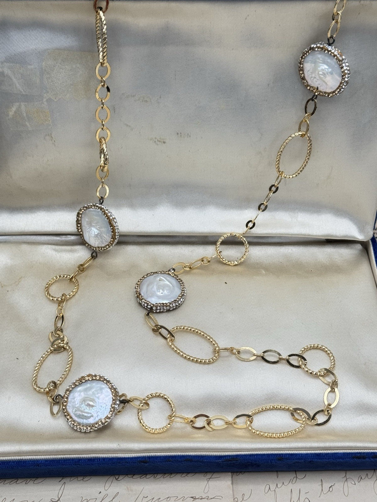 ESTATE FIND Freshwater Baroque Pearl Goldtone Necklace Never Ending Circa 36”