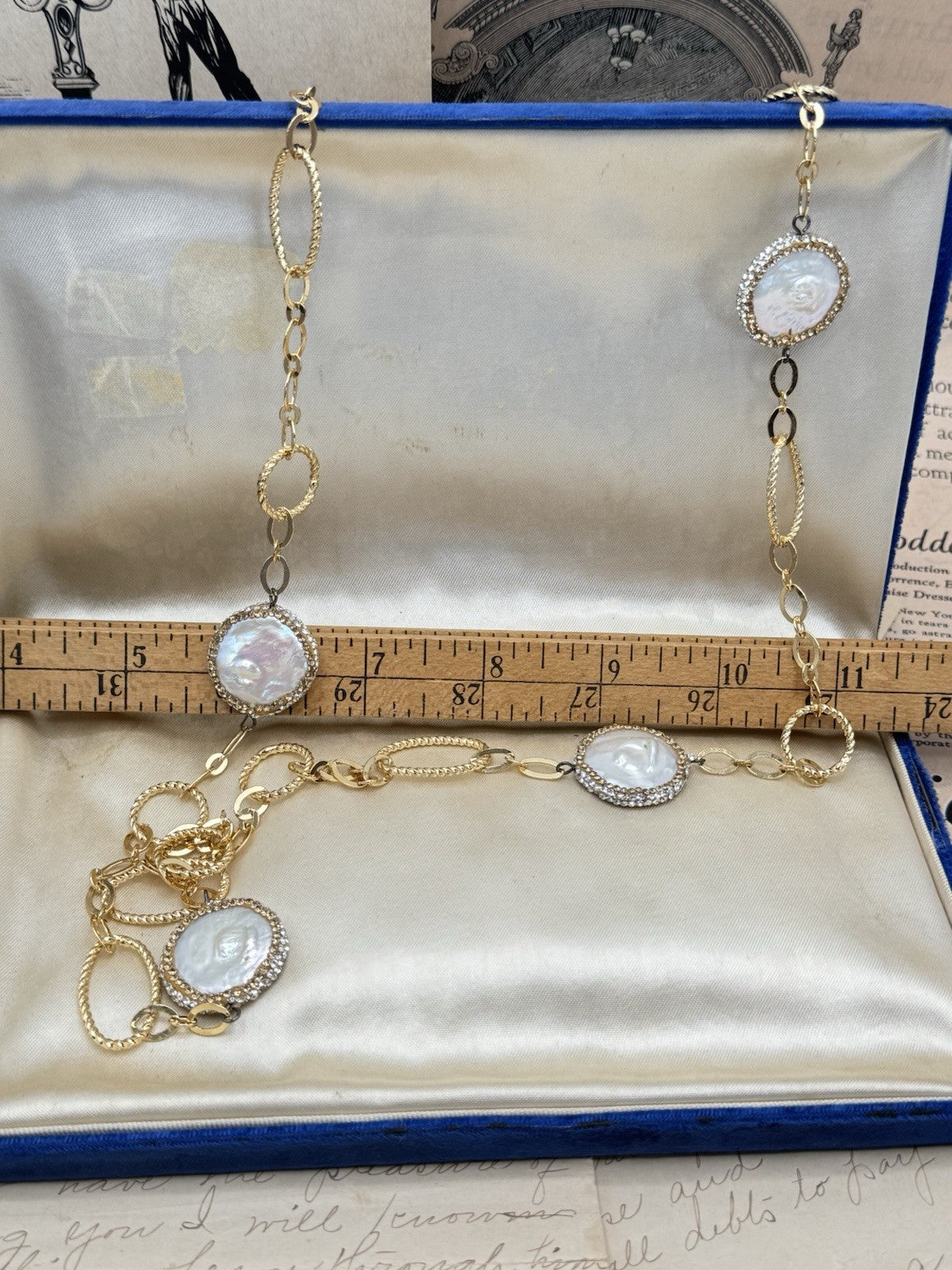 ESTATE FIND Freshwater Baroque Pearl Goldtone Necklace Never Ending Circa 36”