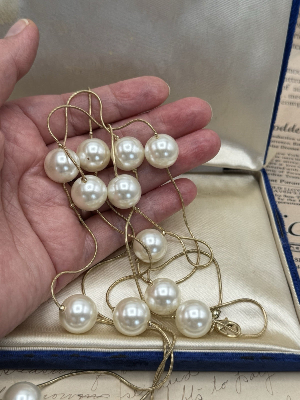 Estate Find Tassel Simulated Pearl Wrap Necklace 59”
