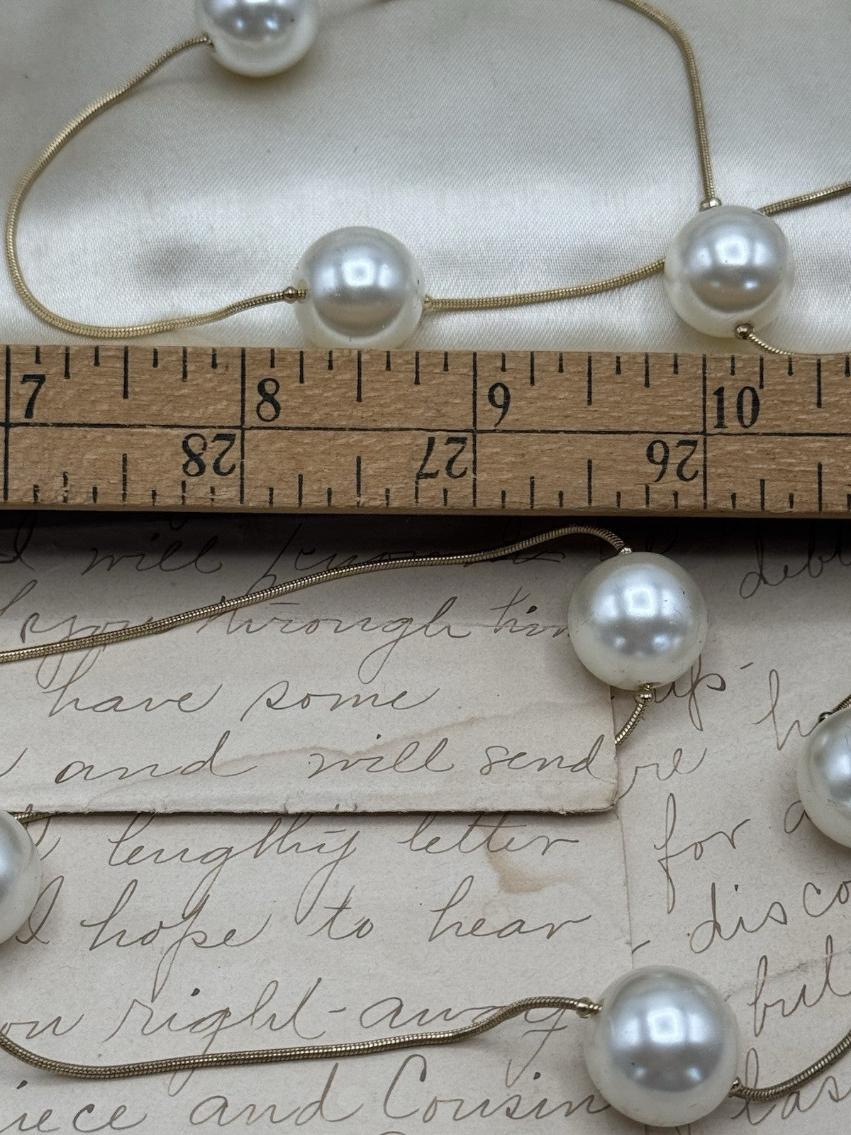 Estate Find Tassel Simulated Pearl Wrap Necklace 59”