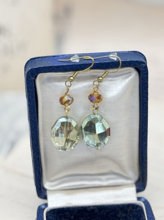 Chrystal AB Wire Hook Earrings Dangle Drop ESTATE FIND