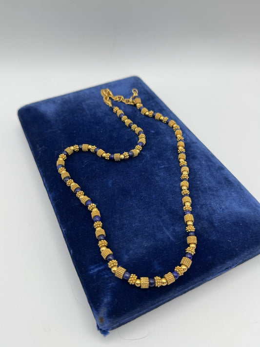 Vintage JBK Lapis Lazuli Gold Plated Beads Necklace Camrose Kross 20”