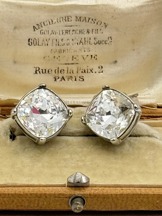 Vintage Kenneth Jay Lane “KJL” Silvertone Rhinestone Earrings ESTATE FIND