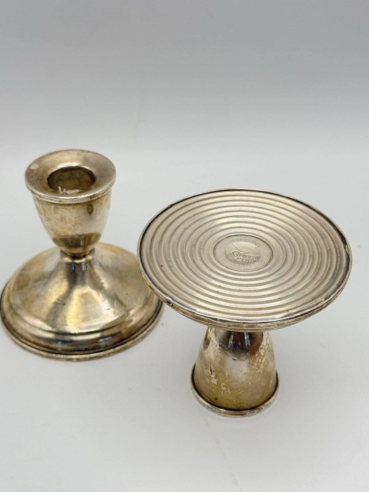 Vintage STERLING Weighted Candlestick Pair Circa 3.75”h ESTATE FIND