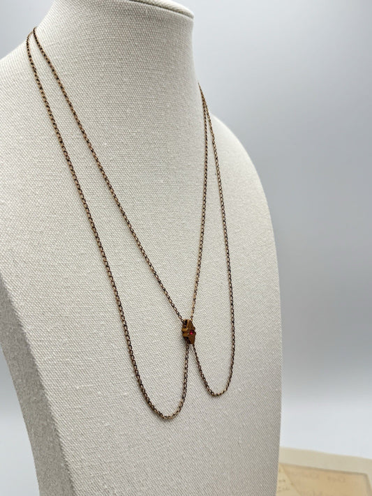 Antique Gold-Filled Chatelaine Slider Watch Chain NECKLACE 46”l SIGNED D&C