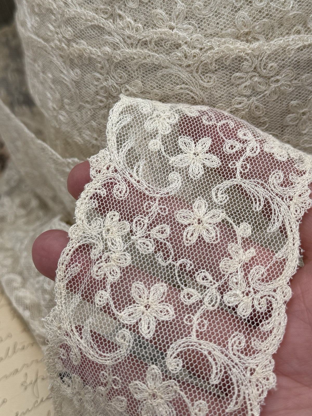 Antique Ivory Color 3” LACE by THE YARD or Entire ROLL Message us for PRICE of ROLL