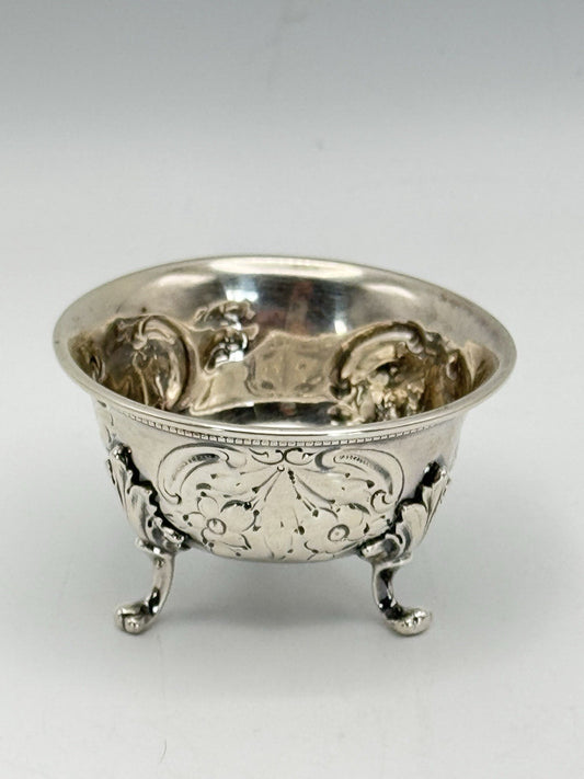 Antique Salt Cellar Victorian Coin Silver Anchor HALLMARK Monogrammed ESTATE FIND