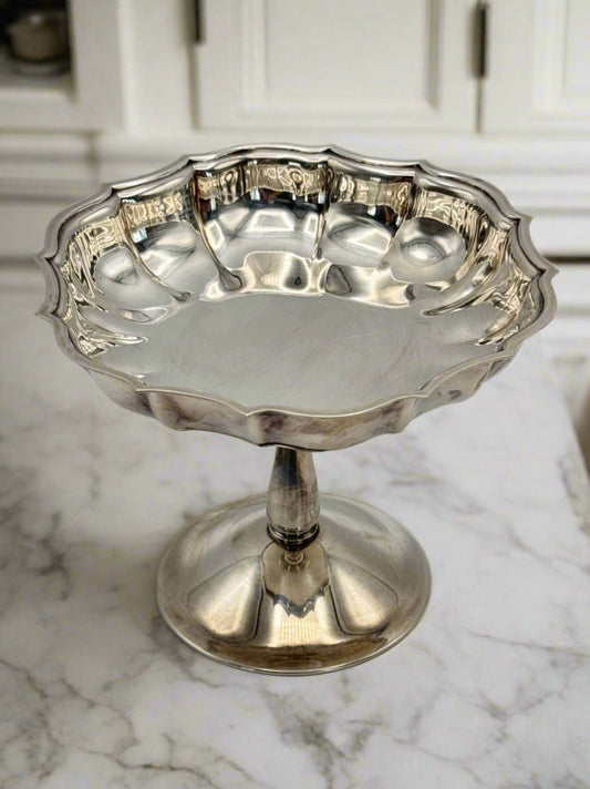 Vintage Chippendale Silverplate Footed Bonbon Dish 4.5” X 5.5”