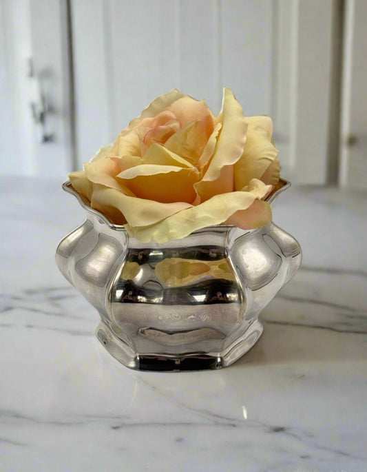 Vintage Silverplate Waste Basket Floral Arrangement Piece Circa 3.5”h X4.25”w
