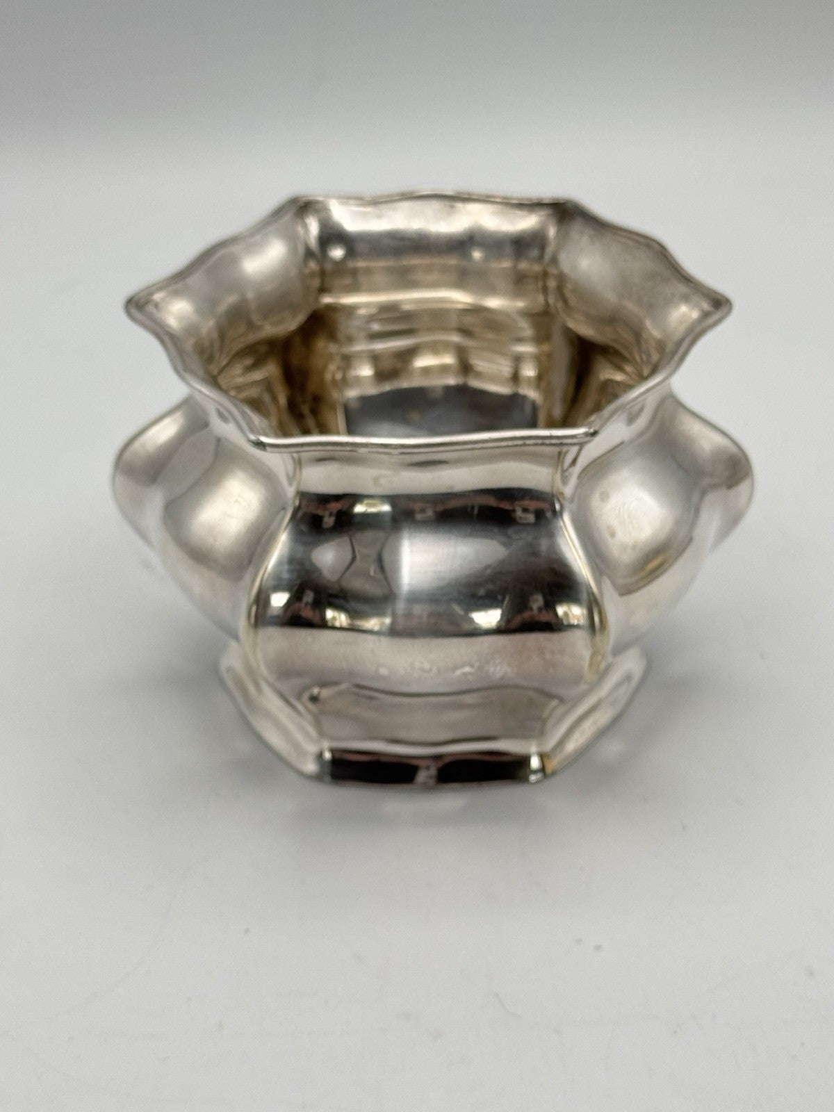Vintage Silverplate Waste Basket Floral Arrangement Piece Circa 3.5”h X4.25”w