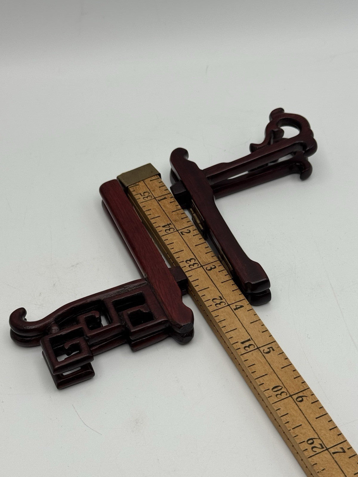 Pair Vintage Wood Asian Plate Stands SMALL 4”h