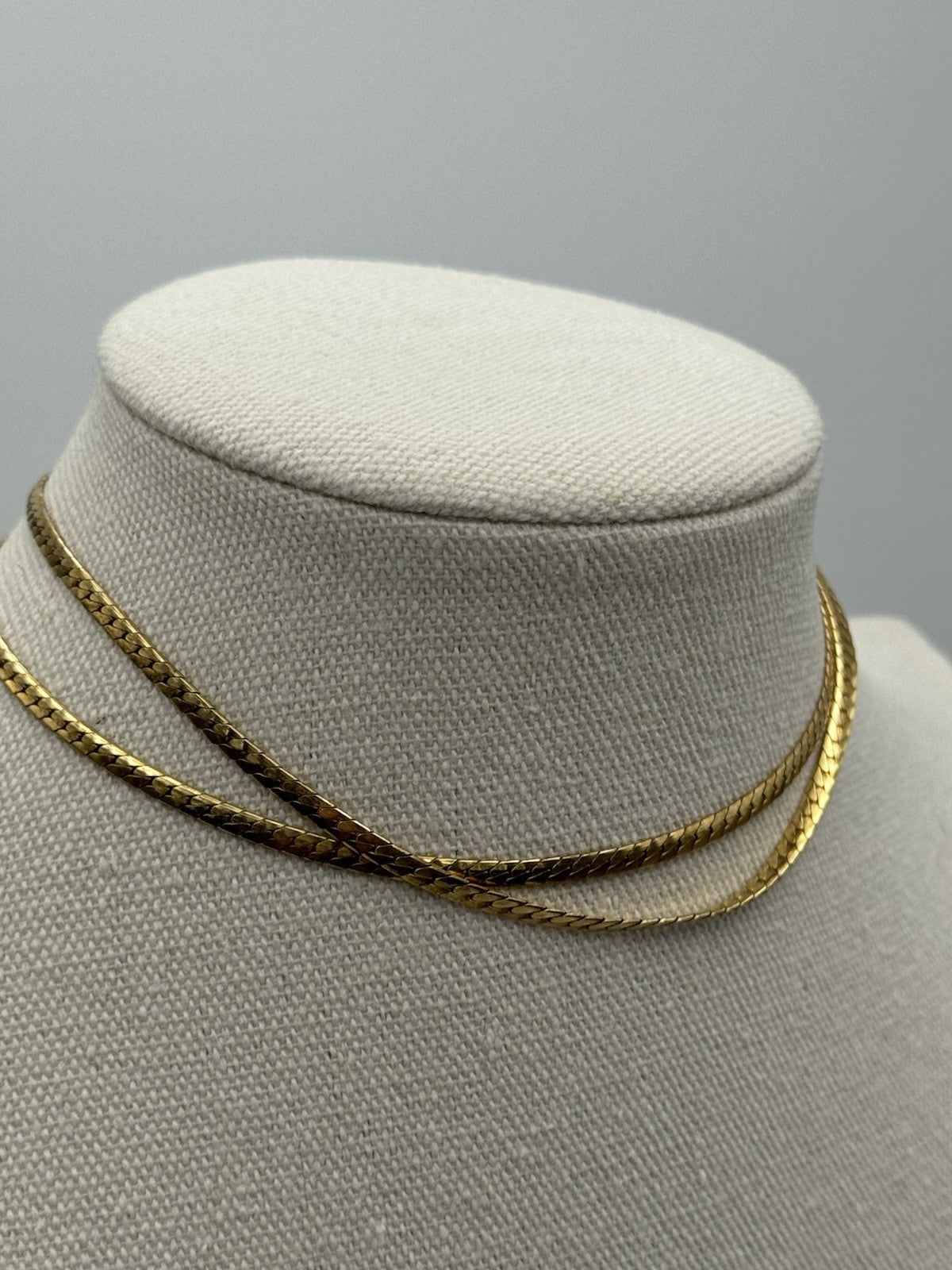 Vintage GOLD FILLED Flat Herringbone Necklace Circa 23”