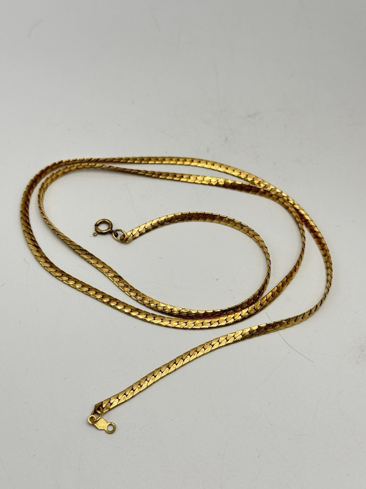 Vintage GOLD FILLED Flat Herringbone Necklace Circa 23”
