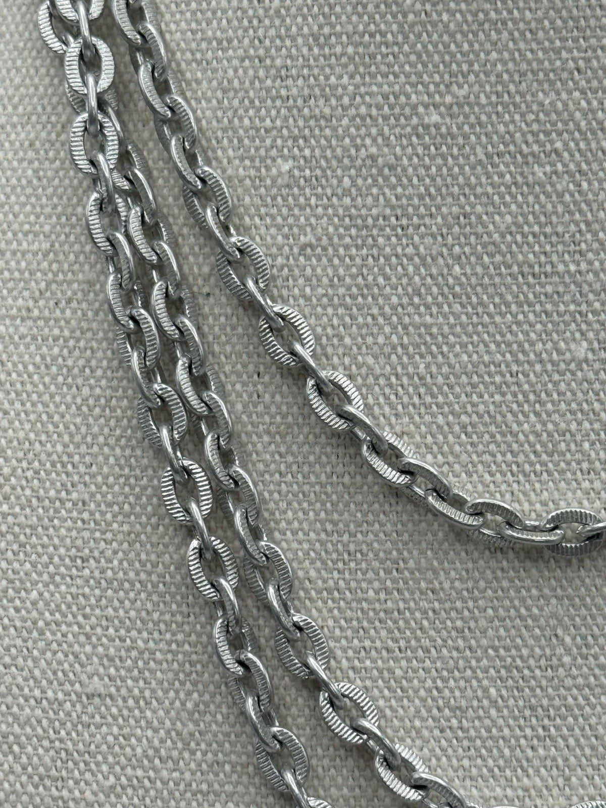 Vintage GERMAN Silvertone Chain Necklace Circa 56”l Leight Weight