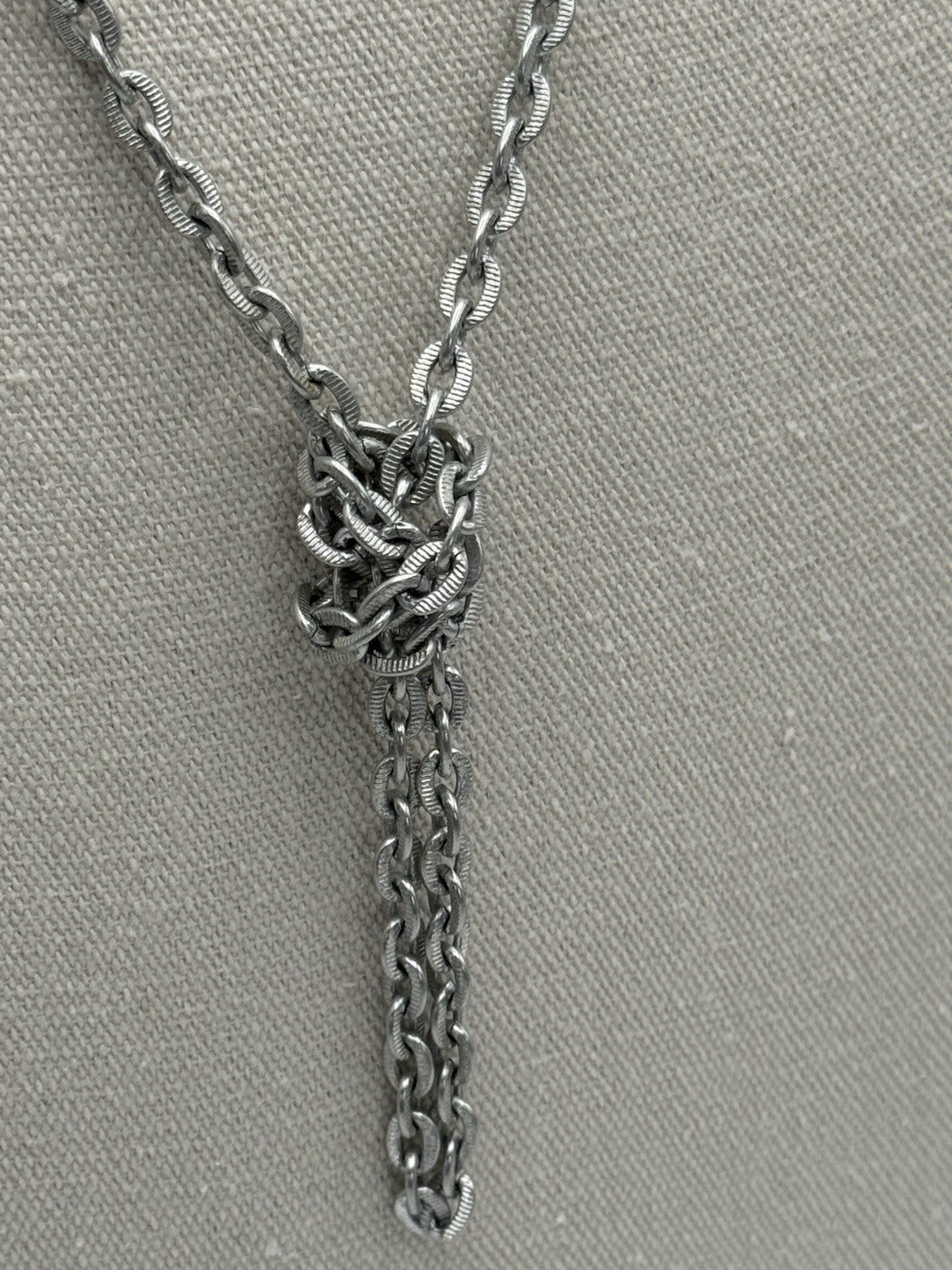 Vintage GERMAN Silvertone Chain Necklace Circa 56”l Leight Weight