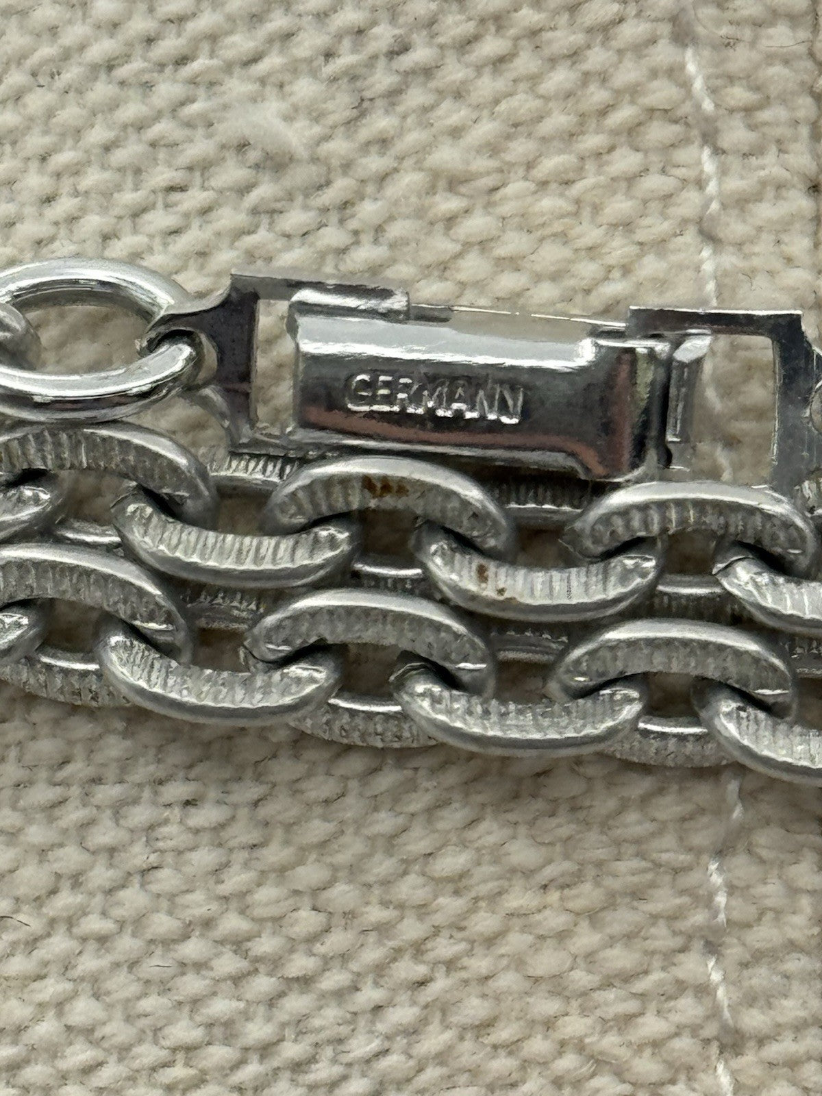 Vintage GERMAN Silvertone Chain Necklace Circa 56”l Leight Weight